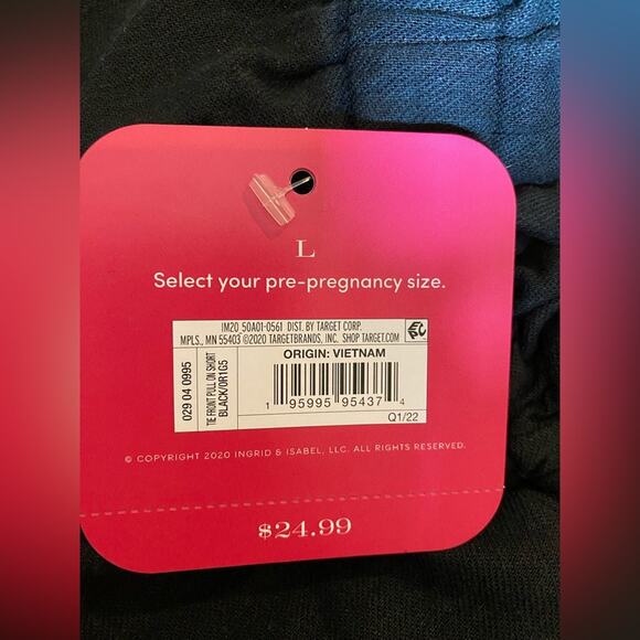 Isabel Maternity Front Pull on Short, Black, size large. NWT - Picture 5 of 6